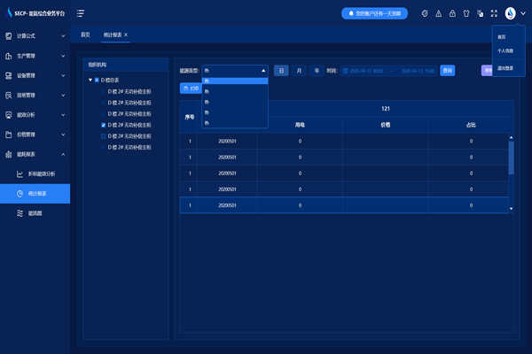 能源管理系統數據統計功能！